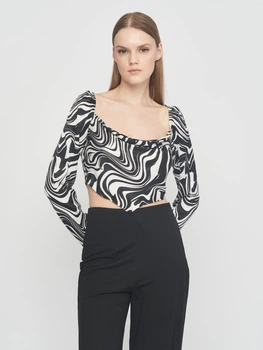 Топ женский Bershka 6188/777/060 XS Черный с белым (SZ06188777060015)