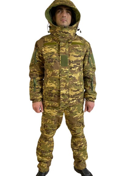 Тактическая зимняя теплая военная форма, комплект бушлат + штаны, мультикам, размер 48-50