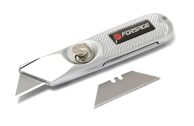 Нож универсальный в металлическом корпусе с запасными лезвиями 2шт, на блистере Forsage F-5055P44