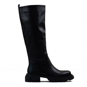Cапоги женские высокие из искусственной кожи Woman's heel черные 36 (О-921)