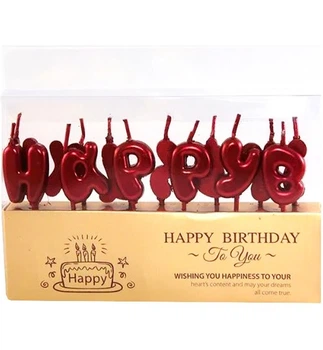Свечи для торта "Happy Birthday", высота - 3 см., цвет - красный