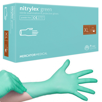 Нітрилові рукавички Nitrylex, щільність 3.5 г. - PF Green - Бірюзові (100 шт.) XL (9-10)