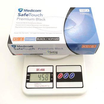 Нитриловые перчатки Medicom, плотность 5 г. - SafeTouch Premium Black - Чёрные (100 шт)