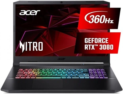 Ноутбук Acer Nitro 5 AN517-41-RE5 (NH.QBHEX.007), 17.3", FHD IPS 165Hz,AMD Ryzen 7 5800H (4.4 GHz), 16GB, SSD 1TB, RTX 3080 8GB.