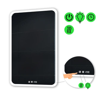 LED-зеркало 60x90см, с двумя сенсорами, часами и подогревом, модель Ahana (ahana72)