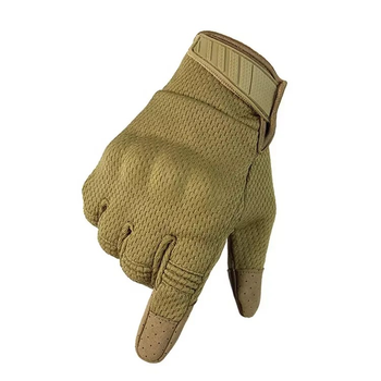 Перчатки тактические FG FQ2023 Песочный XL полнопалые с защитой на костяшках + сенсорные нашивки