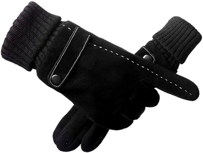 Перчатки мужские черные замшевые сенсорные зимние