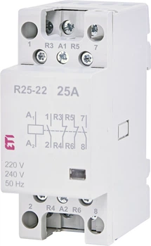 Контактор ETI R 25-22 4P 25A 2NO+2NC 230V AC 2462340 модульный