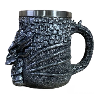 Кухоль Вікінг Воїн 3D Чашка 3D Сірий Дракон 500ml