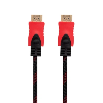 Кабель HDMI - HDMI, 1.4V, 3m (Тканевый провод) Чёрно-Красный