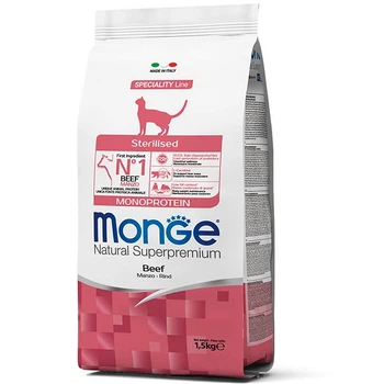 Корм Monge Cat Sterilised для стерилизованных котов (говядина), 1,5 кг 70005524