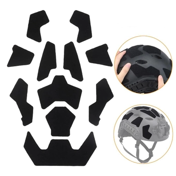Панели липучки Velcro для шлема каски - 11 шт, Black (150560)
