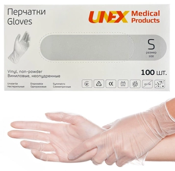 Вінілові рукавички Unex 100 шт S (6-7)