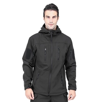 Тактична куртка Lesko A013 Black M водонепроникна вулична куртка з капюшоном та теплою підкладкою TK_2359