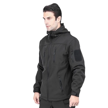 Тактична куртка Lesko A013 Black L чоловіча куртка на флісі з капюшоном і кишенями на рукавах TK_2359