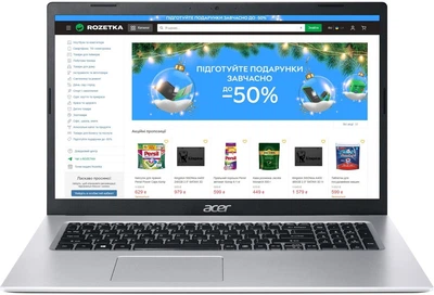 Ноутбук Acer Aspire 3 A317-33 17.3" FullHD матовый / CPU Intel Pentium N6000 (4ядра/4потока/частота до 3.3GHz) / RAM 8Gb / SSD 512Gb / Video int / Windows10Pro / Silver