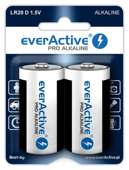 Батарейка щелочная everActive Pro EVLR20-PRO, D/LR20, блистер 2шт