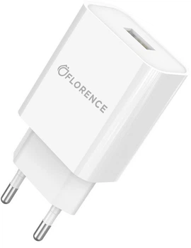 Сетевое зарядное устройство Florence 1USB 2A White