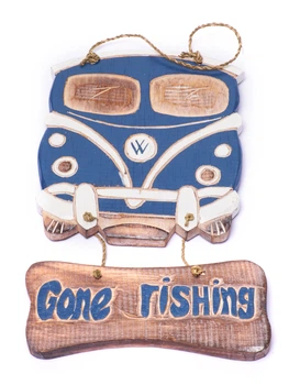 Табличка Gone Fishing декоративная Бус Фольксваген хиппи 34х20 см (20 328GF)