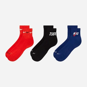 Набор мужских носков коротких хлопковых Nike U Nk Everyday Plus Cush Ankle DH3827-905 38-42 3 пары Черный/Синий/Красный (196147075268)