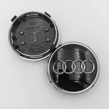 Колпачки (заглушки) в литые диски AUDI (Ауди) 77 мм Черный, хром ободок (4L0601170) Countryman
