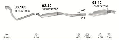 Глушник POLMO BMW E30 324TD 08/87-09/88 SDN Polmostrow (03.43) (Polmo-03.43)