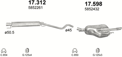 Глушитель POLMO задний Opel Astra Astra 2 1.6i 16V Бензин Седан (09/03 - 09/04) Polmostrow (17.598) (Polmo-17.598)