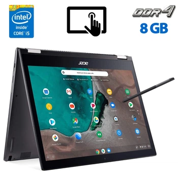 Ультрабук Acer ChromeBook Spin 713 / 13.5" IPS Touch / Core i5-8250U (4(8) ядер по 1.6-3.4GHz) / 8GB DDR4 / 64GB SSD / UHD Graphics 620 / WebCam / ChromOS б/у