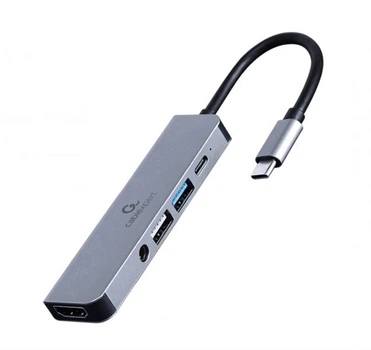 Док-станция USB-C 5 в 1 с HDMI 4K и аудио 3.5 мм серый