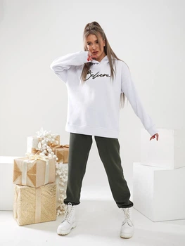 Модный спортивный женский костюм "пенье" с принтом kh465, темно-оливковый 46-48