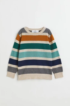 Джемпер світло-бежевый в смужку H&M 110-116см (40009692)