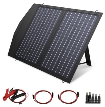 Солнечная панель ALLPOWERS с сумкой и кабелями (18V, 2*USB, 100W, 5.4A,18V складная, туристическая, КПД 23%, с ручкой, для зарядки)
