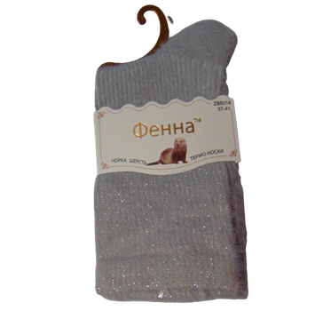 Норковые носки с люрексом Фенна 6014 37-41 светло-серые