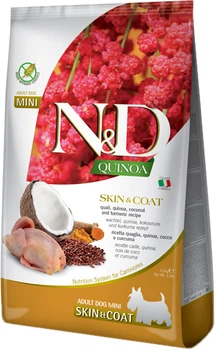 Сухий корм для собак дрібних порід Farmina N&D Quinoa Skin & Coat при харчовій алергії з перепелом, кіноа, кокосом та куркумою 2.5 кг (8010276040084)