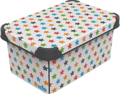 Коробка Qutu Style Box Colored Stars з кришкою 5 л Різнобарвна (TYLE BOX с/к COLORED STARS 5л.)