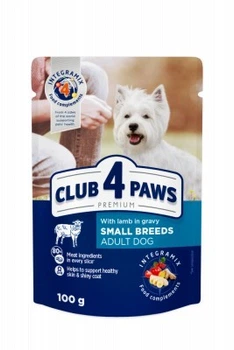 Вологий корм для дорослих собак малих пород Club 4 Paws Premium з ягням в соусі 24шт*100г