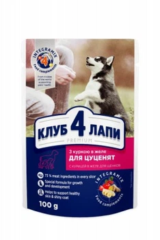 Вологий корм для цуценят Club 4 Paws Premium з куркою в желе 24шт * 100г