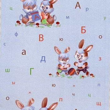 Шпалери на паперовій основі Шарм 74-04 Зайченята блакитні (0,53х10м.)