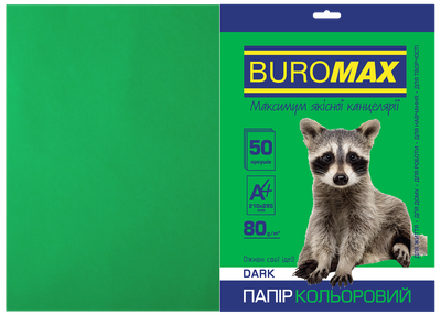 Бумага цветная Buromax А4 80г/м2 Dark темно-зеленый 50 листов (BM.2721450-04)