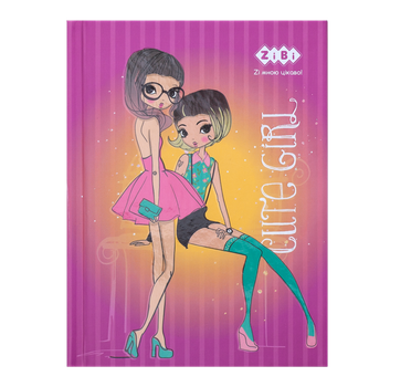Блокнот А6 64арк ZB.12715-10, CUTE GIRL клітинка,тверда обкладинка,мат.лам.+лак,гліт,рожевий(10)