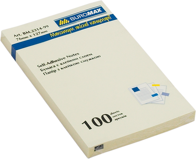 Блок для заметок с клейким слоем Buromax 76х127мм 100 листов желтый (BM.2314-01)