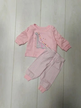 Пижама (кофта+штаны) розовая Динозавры Primark 62см (40009844)