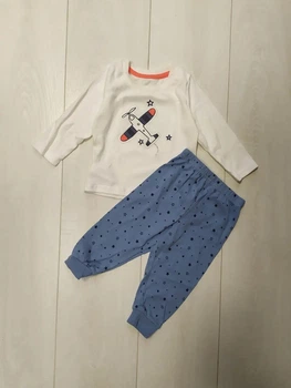 Пижама Вертолет (кофта+штаны) бело-синяя Primark 80см (40009829)