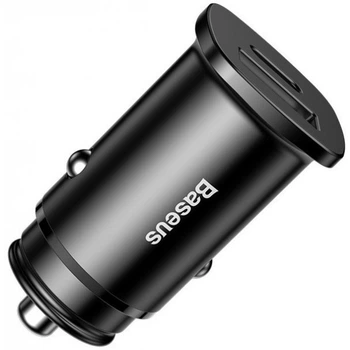 Автомобильное зарядное устройство Baseus Square Metal QC 4.0+PD3.0 30W (USB Type-C, USB Type-A, 5А) - Черный
