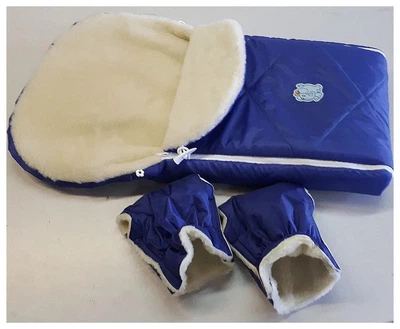 Конверт меховой с муфтой для рук Nassyk-baby 85х40 Синий (ПН065064)
