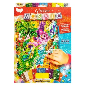 Набор для творчества Danko Toys "Блестящая мозаика" динозаврики (БМ-03-09)
