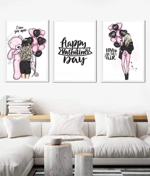 Набор фешн-постеров Happy Moments на день влюбленных "Happy Valentine's day" A4 3 шт без рамок (04272)