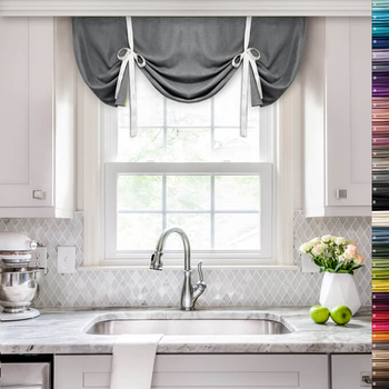 Коротка штора в італійському стилі із зав'язками Adagio Windows Decor Щільна темно сіра фіранка
