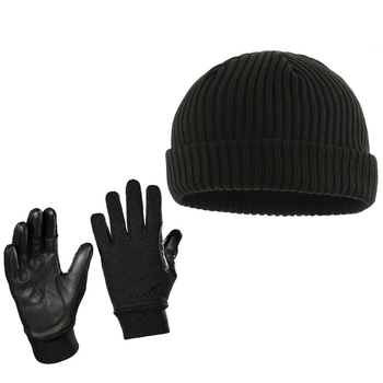 Набір M-Tac Black шапка в'язана 100% акрил та перчатки Assault Tactical Mk.8