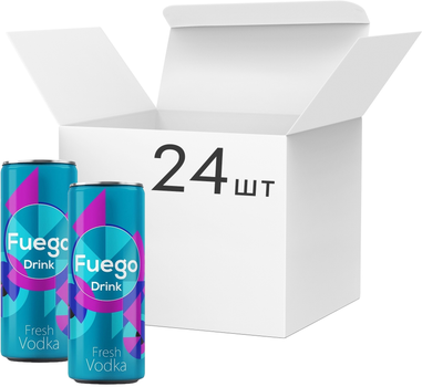 Упаковка слабоалкогольного напою Fuego Drink Fresh Vodka 4.5% 0.25 л x 24 шт (5902854104895)
